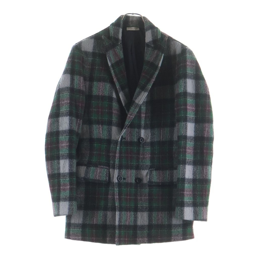 Bottega Veneta Check All Over Wool Peaked Lapel Double Breasted Che Star Coat