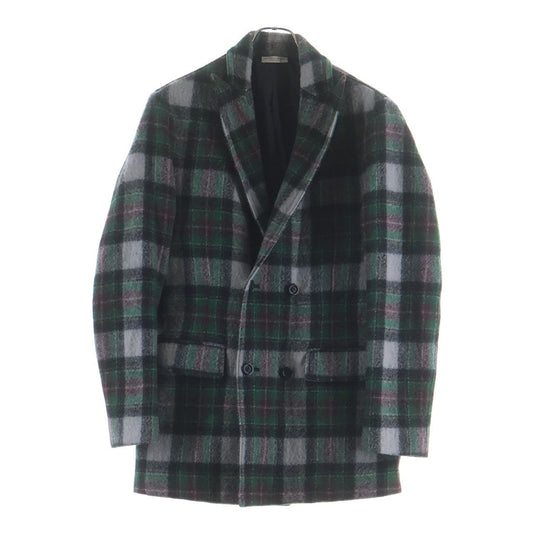 Bottega Veneta Check All Over Wool Peaked Lapel Double Breasted Che Star Coat