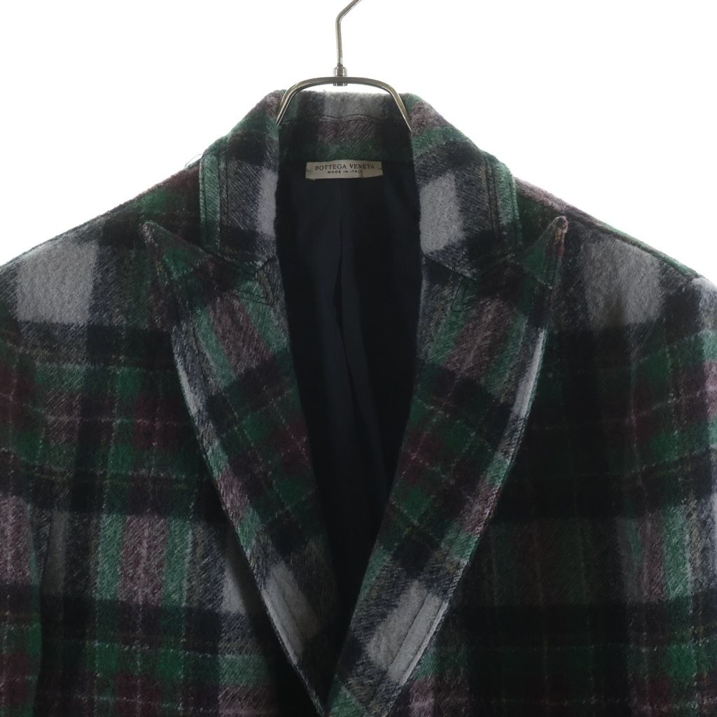Bottega Veneta Check All Over Wool Peaked Lapel Double Breasted Che Star Coat — view 3