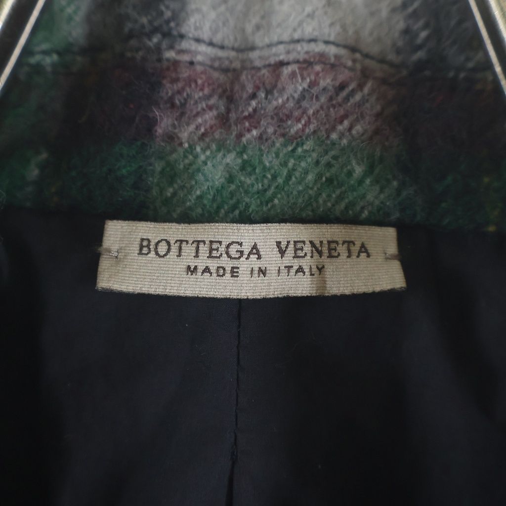Bottega Veneta Check All Over Wool Peaked Lapel Double Breasted Che Star Coat — view 7
