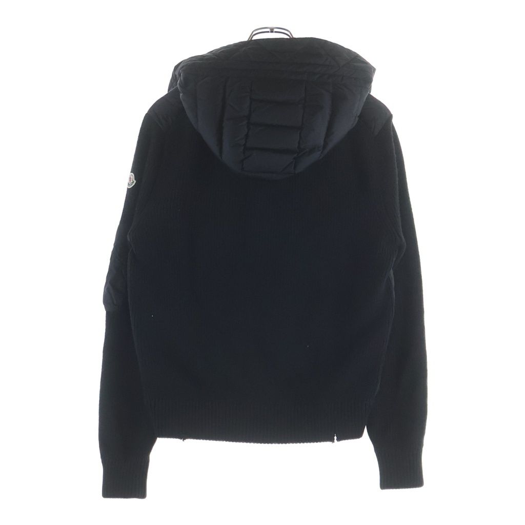 Moncler Maglione Tricot Cardigan Arm Knit Contrast Nylon Down Jacket Black — view 2