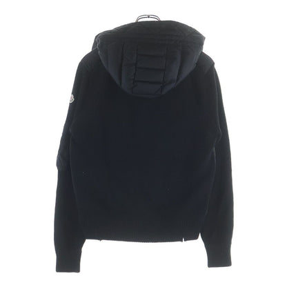 Moncler Maglione Tricot Cardigan Arm Knit Contrast Nylon Down Jacket Black — view 2