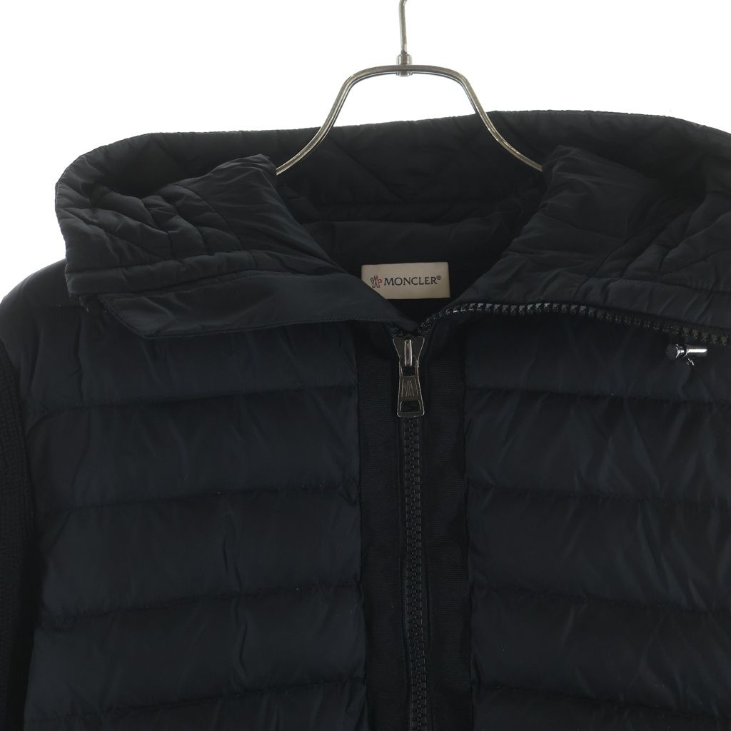Moncler Maglione Tricot Cardigan Arm Knit Contrast Nylon Down Jacket Black — view 3