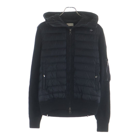 Moncler Maglione Tricot Cardigan Arm Knit Contrast Nylon Down Jacket Black