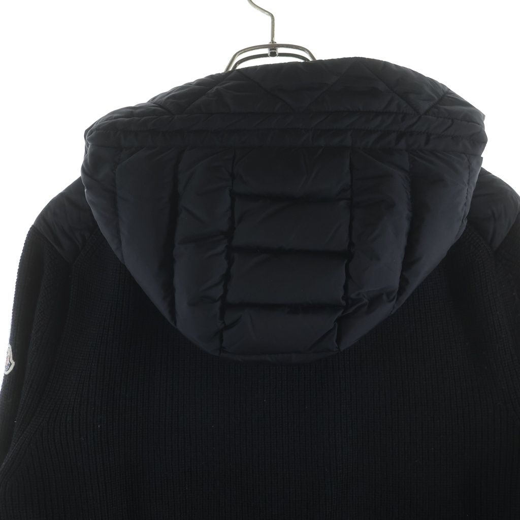 Moncler Maglione Tricot Cardigan Arm Knit Contrast Nylon Down Jacket Black — view 4