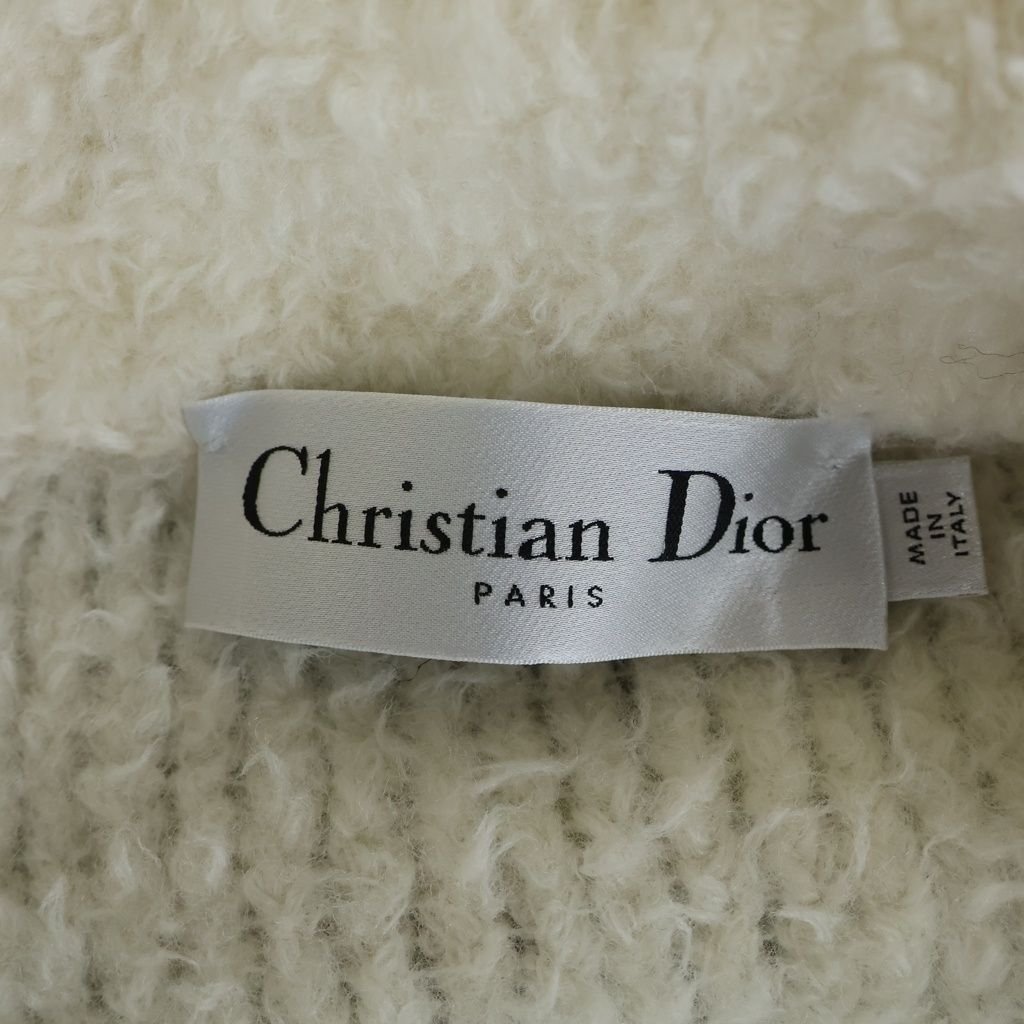 Dior Caro Wool Blend Fleece Knit Jacket White — view 7
