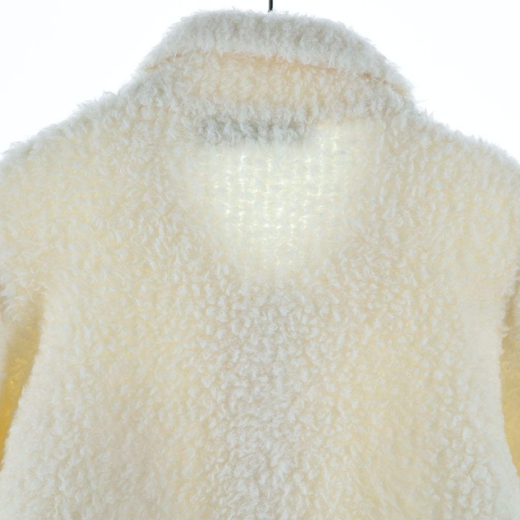 Dior Caro Wool Blend Fleece Knit Jacket White — view 4