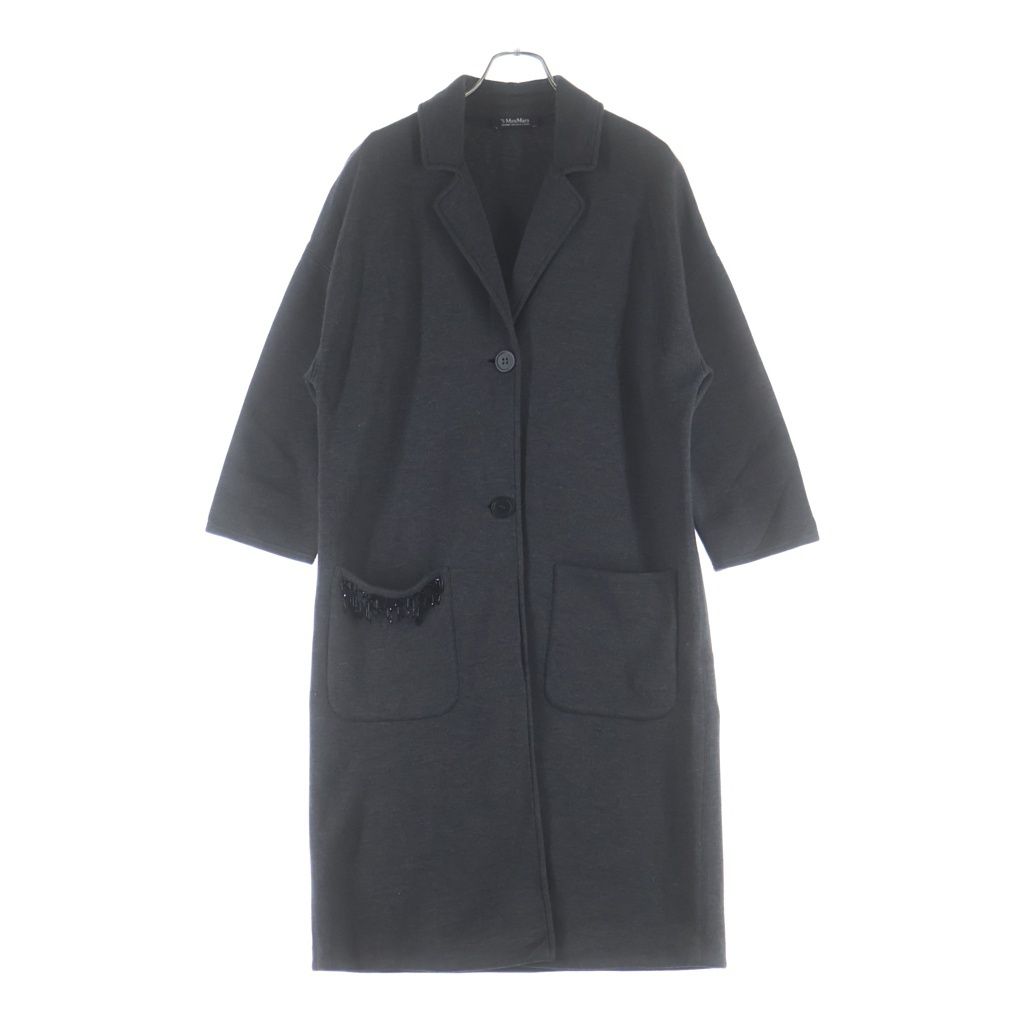 Max Mara S Coat Beads Charm Gray