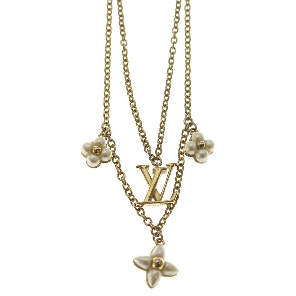 Louis Vuitton Floragram Pendant Chain Gold White — view 3