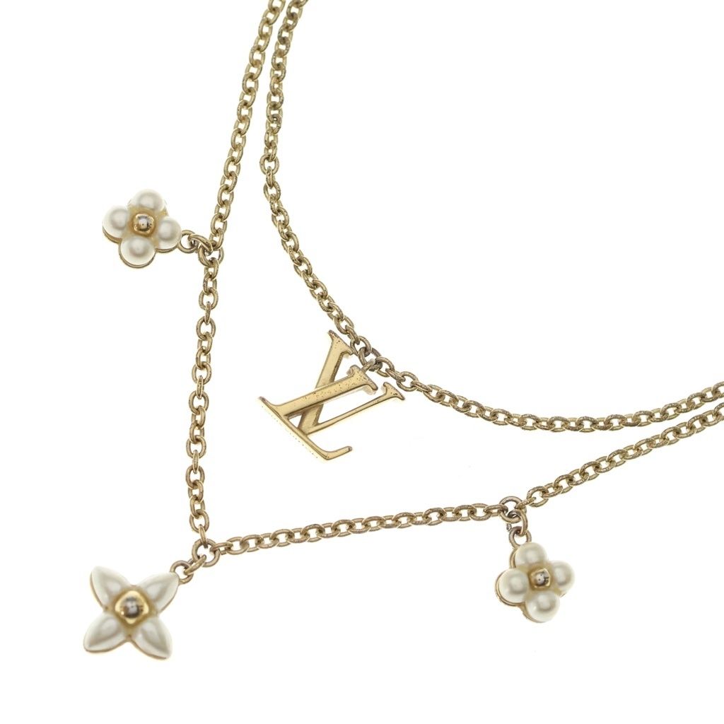 Louis Vuitton Floragram Pendant Chain Gold White