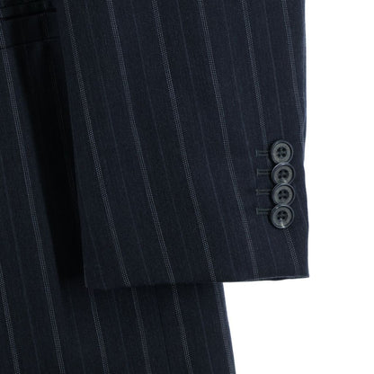 Versace Gianni Wool Stripe Peaked Lapel Double Tailored Jacket 2 Tuck Trousers — view 6