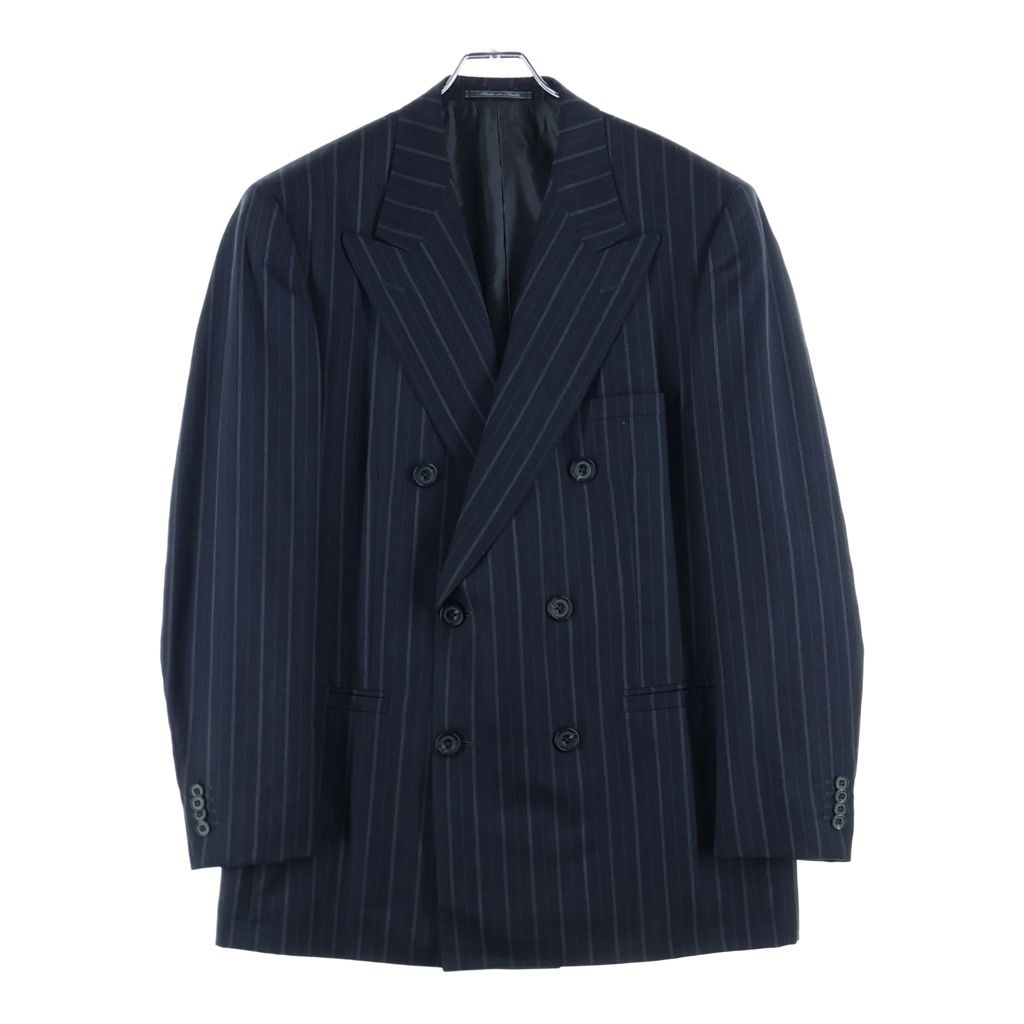 Versace Gianni Wool Stripe Peaked Lapel Double Tailored Jacket 2 Tuck Trousers — view 2