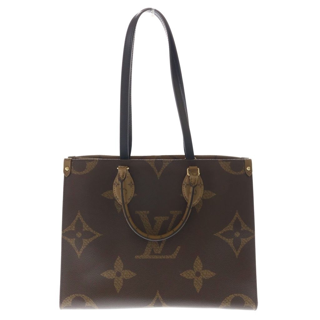 Louis Vuitton Monogram Giant On The Go MM Handbag Brown Leather Gold