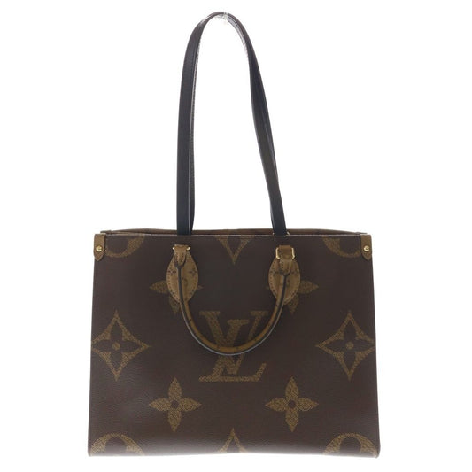 Louis Vuitton Monogram Giant On The Go MM Handbag Brown Leather Gold
