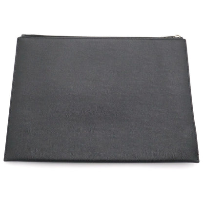 Saint Laurent Paris Logo Print Leather Clutch Black — view 2