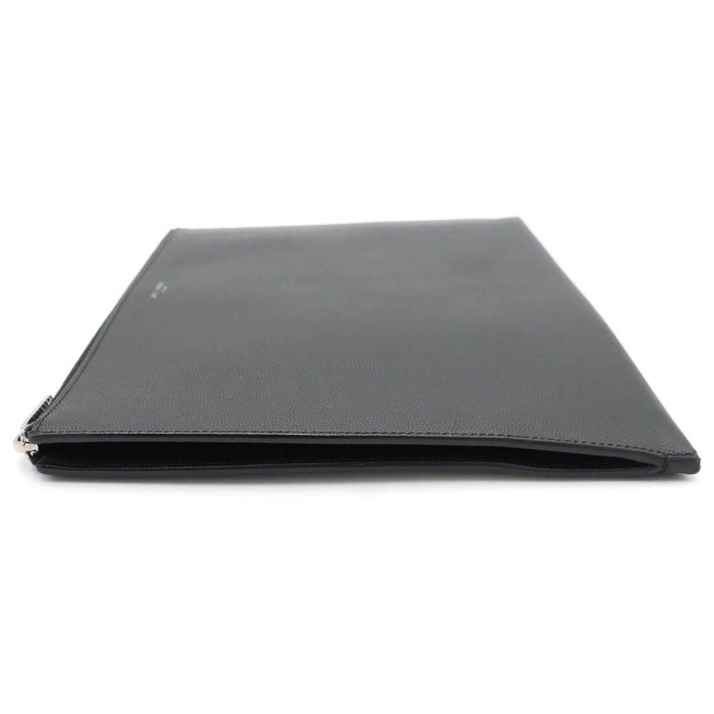 Saint Laurent Paris Logo Print Leather Clutch Black — view 3