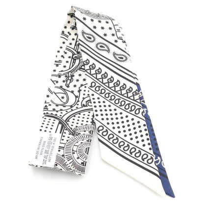 Hermes Twill Eperon D' or Yellow Gold Spurs Scarf White Navy — view 2