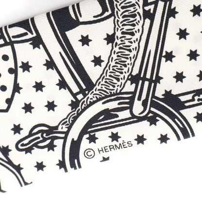 Hermes Twill Eperon D' or Yellow Gold Spurs Scarf White Navy — view 6