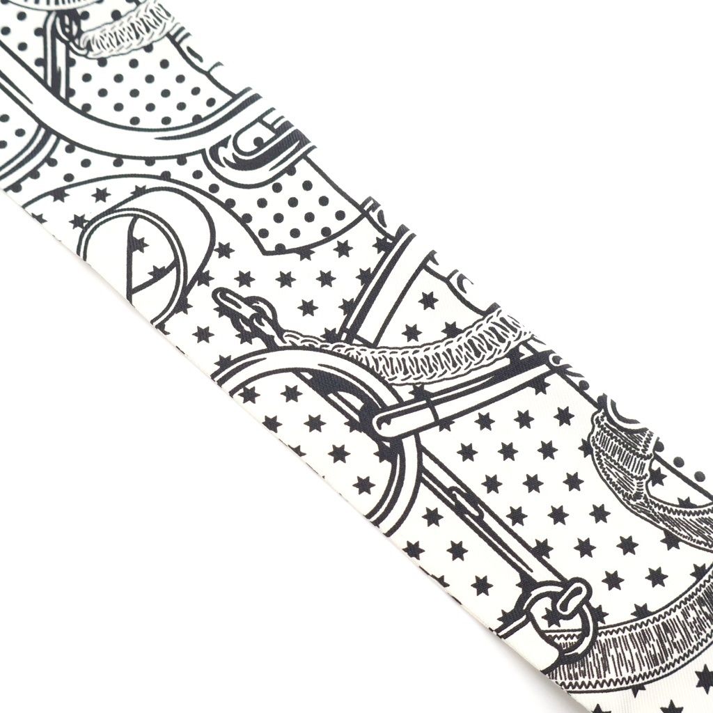 Hermes Twill Eperon D' or Yellow Gold Spurs Scarf White Navy — view 4
