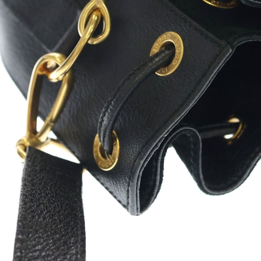 Gucci Bamboo 2-Way Shoulder Bag Black Suede Leather 001 Gold — view 6