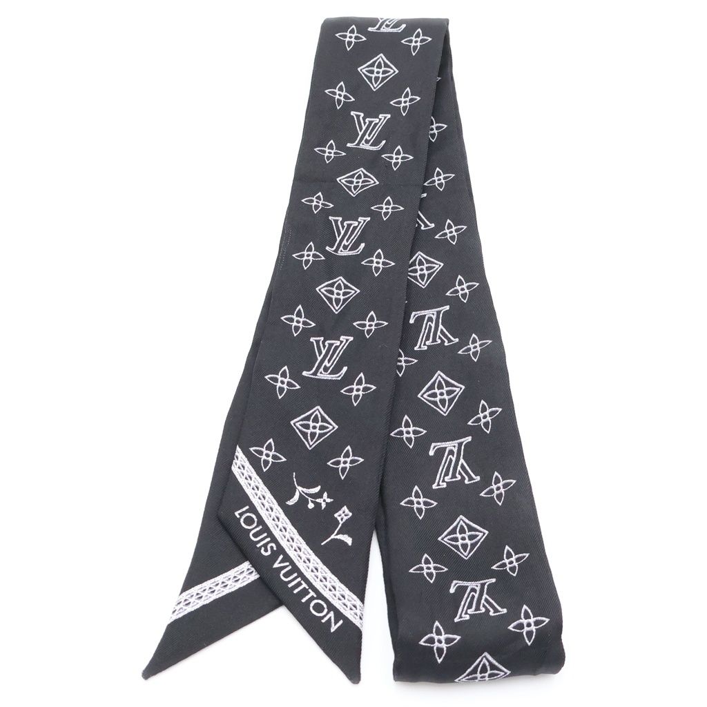 Louis Vuitton Bandeau BB Monogram Romance Silk Scarf Black