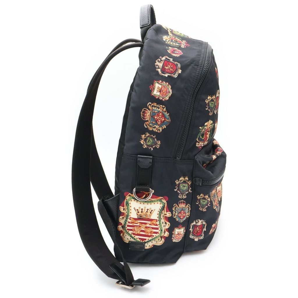Dolce & Gabbana Coat of Arms Emblem Nylon Backpack Back Black — view 3