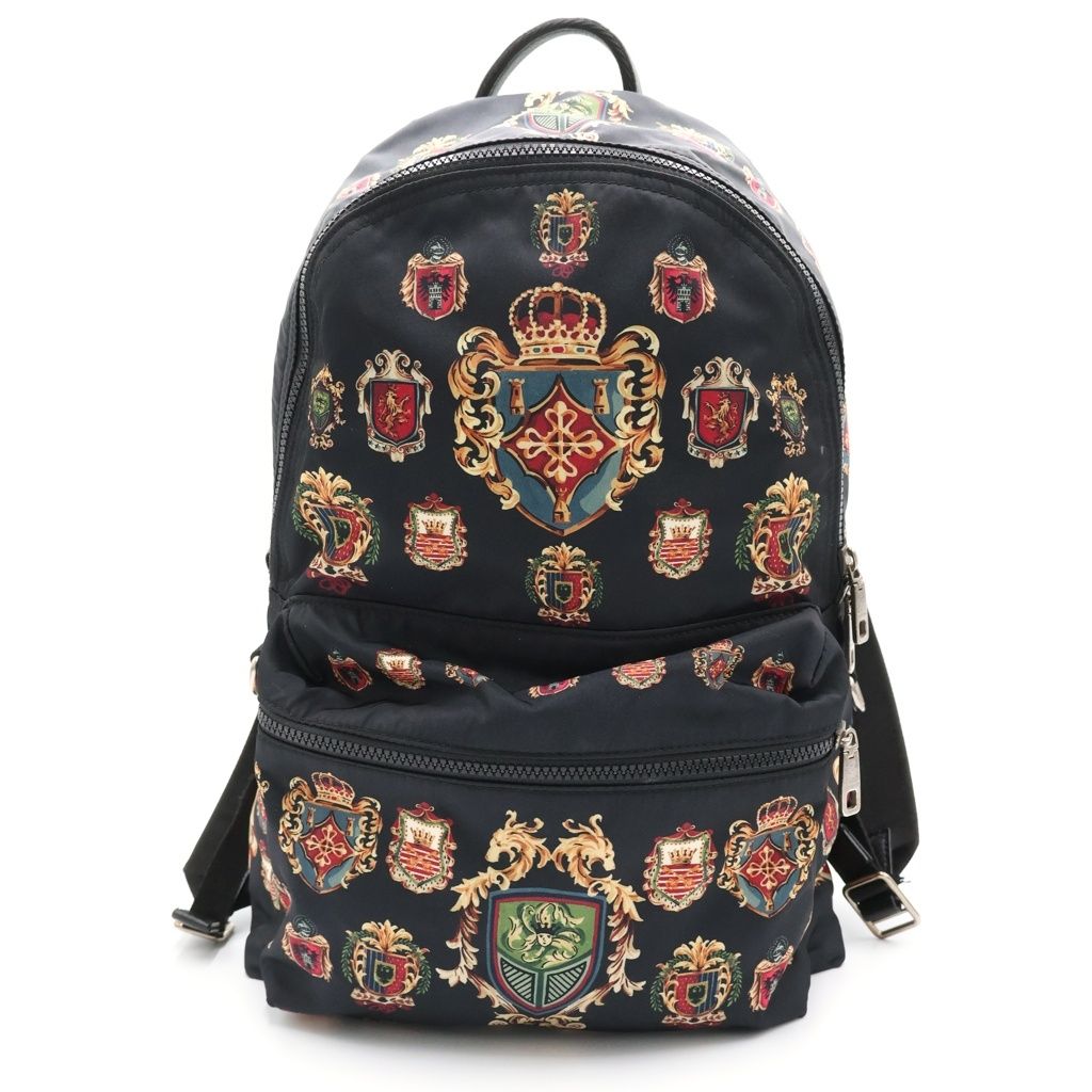 Dolce & Gabbana Coat of Arms Emblem Nylon Backpack Back Black