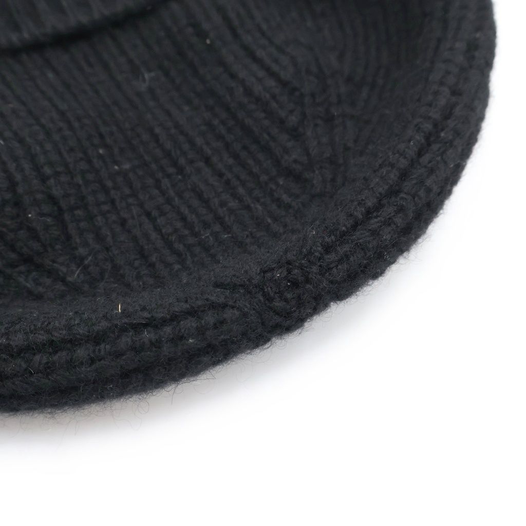 Celine Triomphe Logo Cashmere Knit Cap Hat Black — view 6