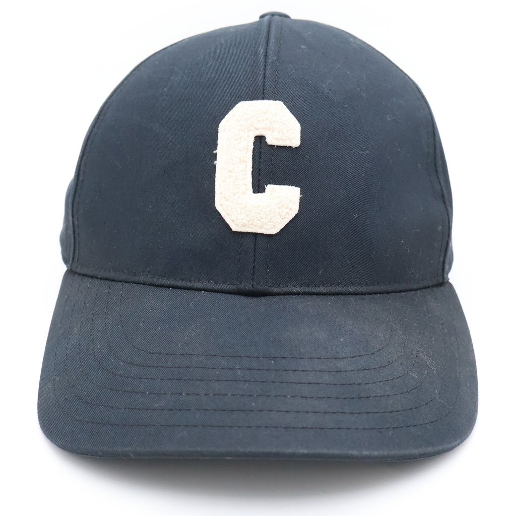 Celine Initial Cap Front Logo Baseball Cap Hat Navy — view 4