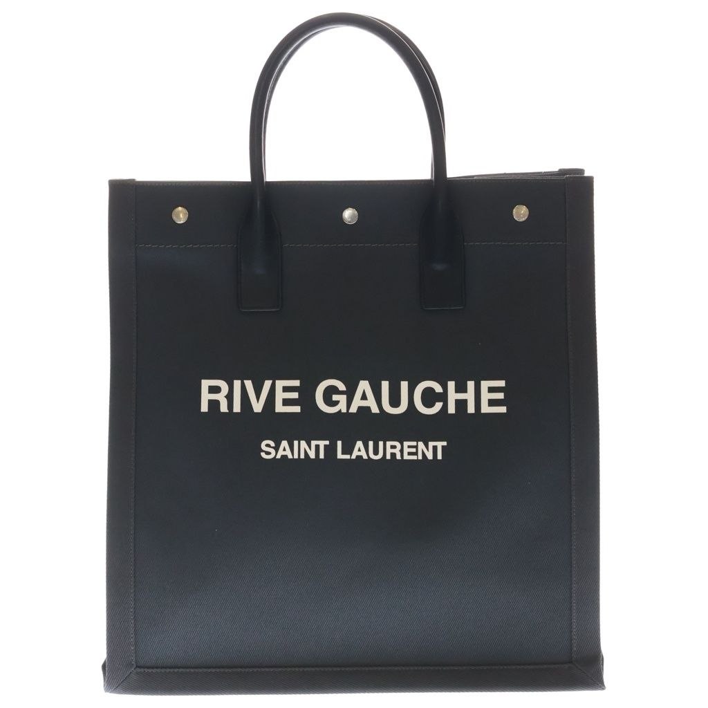 Saint Laurent Paris North South Tote Black Canvas Leather Silver