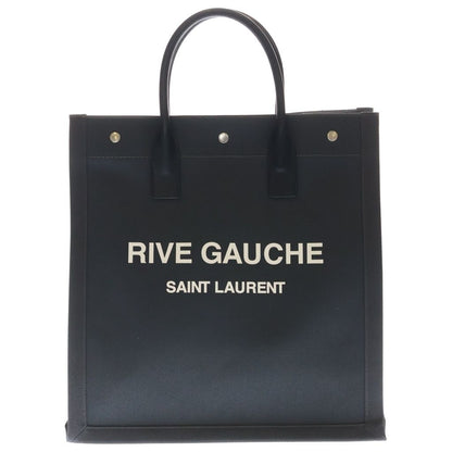 Saint Laurent Paris North South Tote Black Canvas Leather Silver
