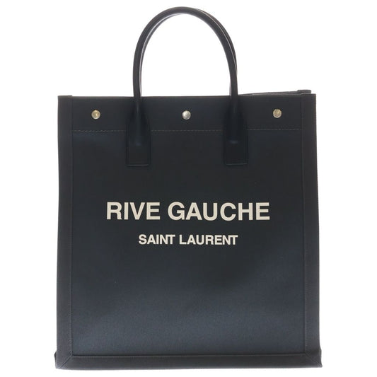 Saint Laurent Paris North South Tote Black Canvas Leather Silver