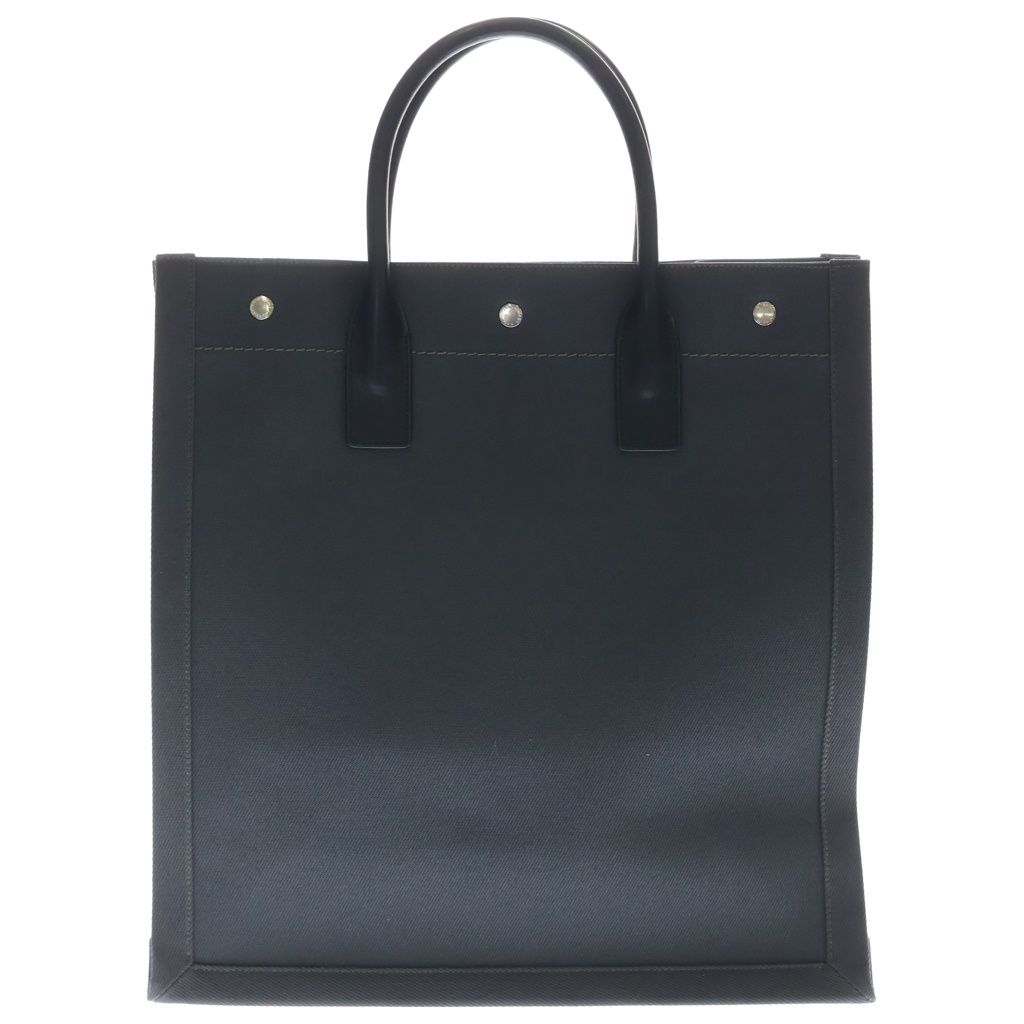 Saint Laurent Paris North South Tote Black Canvas Leather Silver — view 2