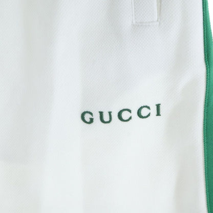 Gucci Logo Embroidery Web Stripe Cotton Jersey Half Shorts White — view 4