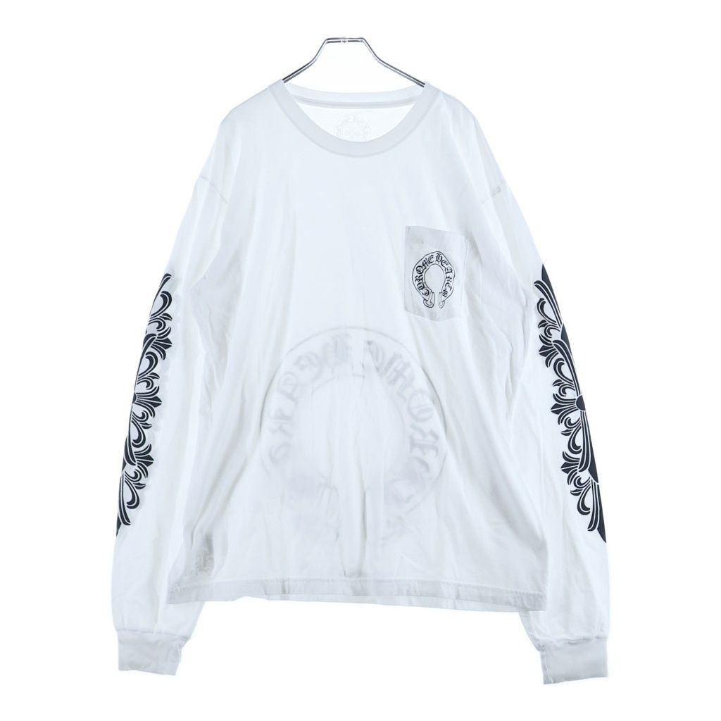 Chrome Hearts Flrl Crs Horseshoe L S Back Horse Sleeve Floral Long T-Shirt White — view 2