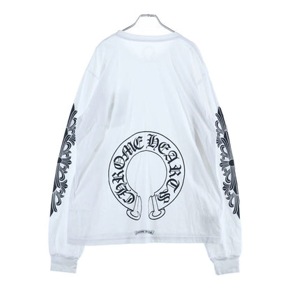 Chrome Hearts Flrl Crs Horseshoe L S Back Horse Sleeve Floral Long T-Shirt White