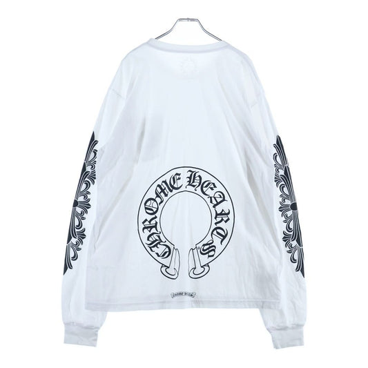 Chrome Hearts Flrl Crs Horseshoe L S Back Horse Sleeve Floral Long T-Shirt White