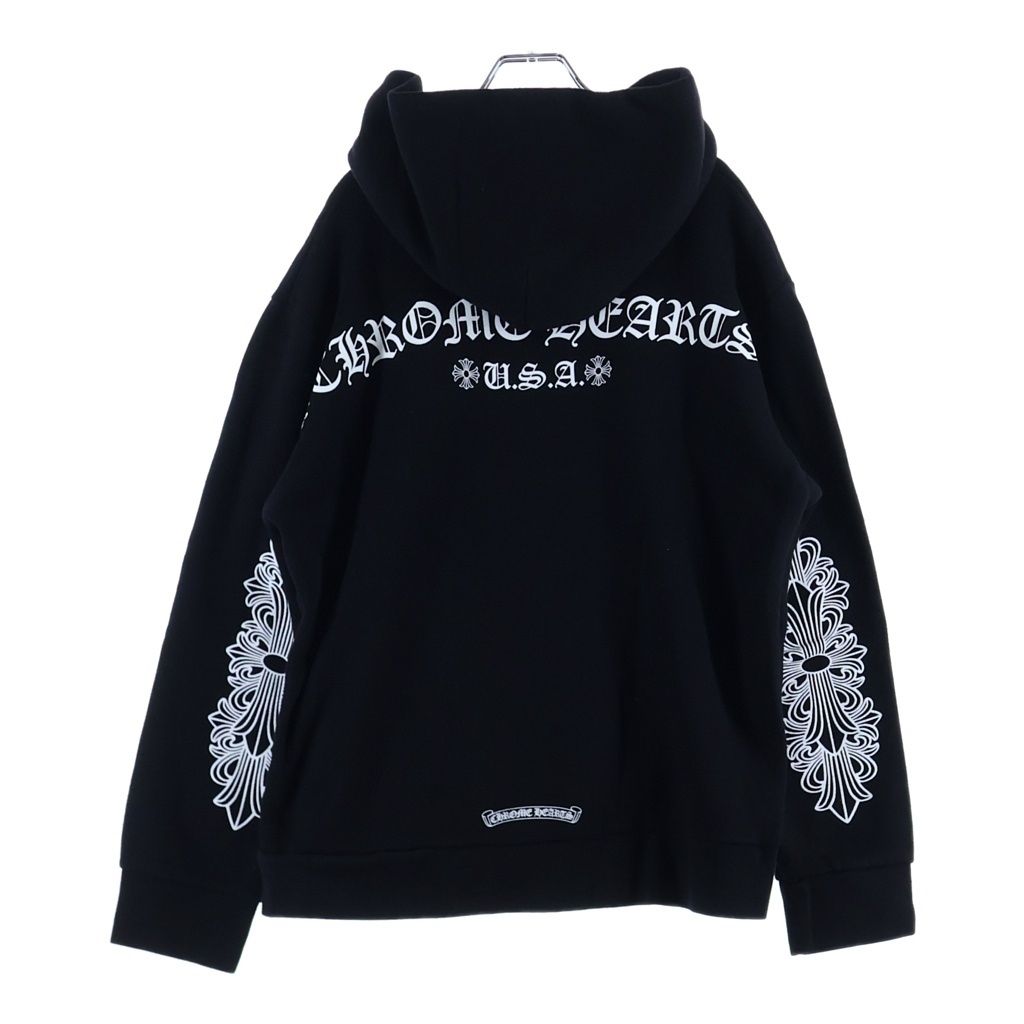 Chrome Hearts Flrl Zip Hoodie Sleeve Floral Zip Up Arch Logo Black