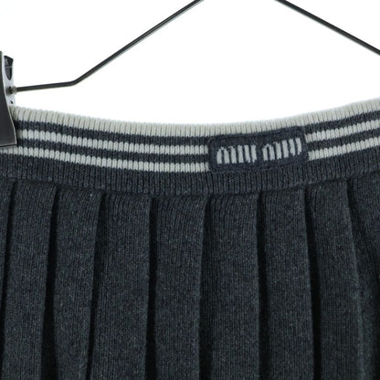 Miu Miu Wool and Cashmere Skirt Pleats Logo — view 3