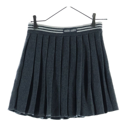 Miu Miu Wool and Cashmere Skirt Pleats Logo