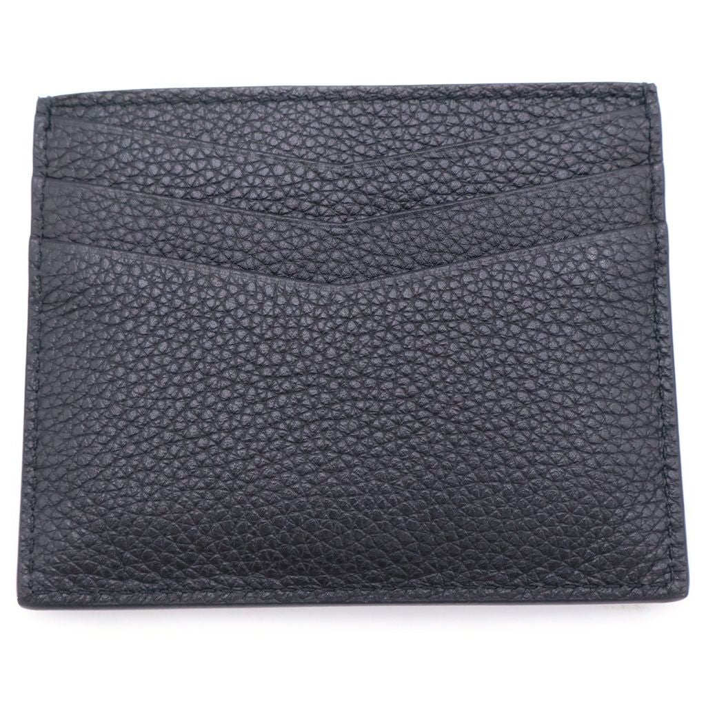Miu Miu Metal Logo Card Holder Case Business Black Calf Leather Gold — view 2