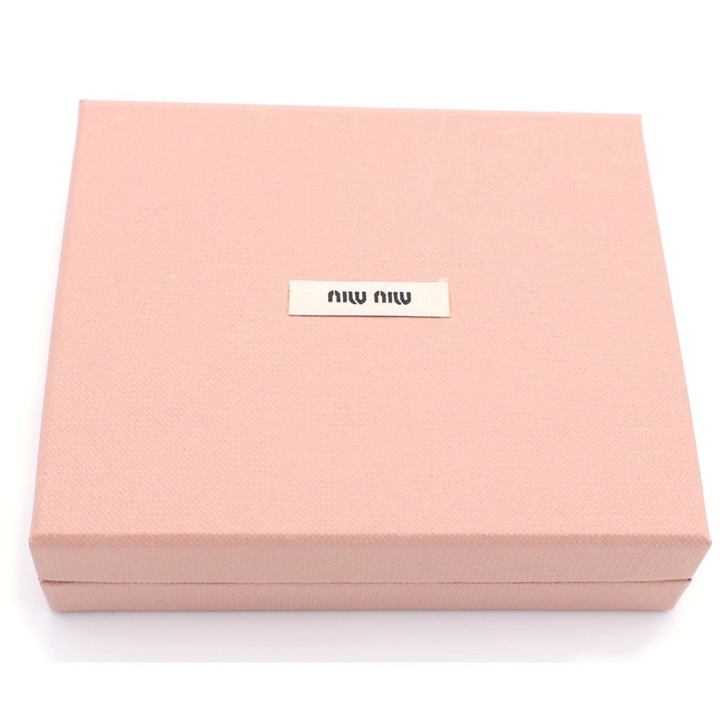 Miu Miu Metal Logo Card Holder Case Business Black Calf Leather Gold — view 6