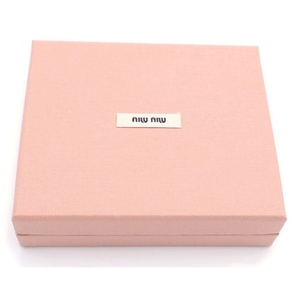 Miu Miu Metal Logo Card Holder Case Business Black Calf Leather Gold — view 6