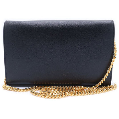 Saint Laurent Paris Star Logo Chain Shoulder Wallet Bag Black Leather Gold — view 2