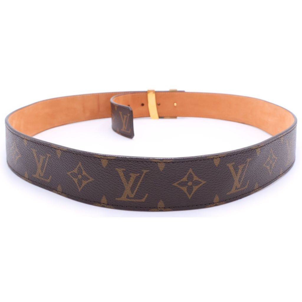 Louis Vuitton Initial Monogram Ceinture Leather Belt Brown Gold — view 2