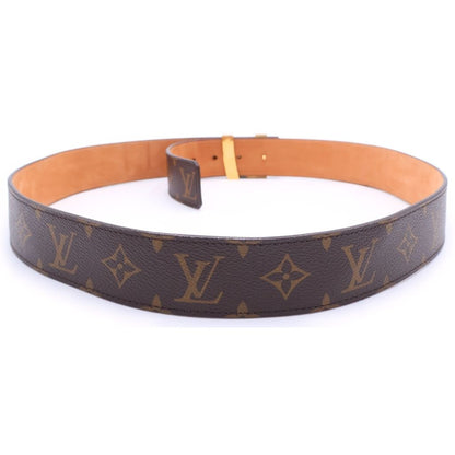 Louis Vuitton Initial Monogram Ceinture Leather Belt Brown Gold — view 2