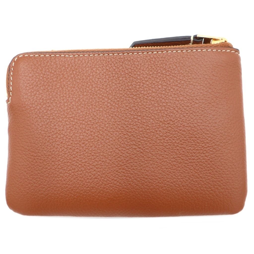 Celine Trin of Coin Pass Case Charm Pouch Brown Leather Gold — view 2