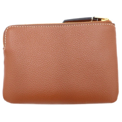 Celine Trin of Coin Pass Case Charm Pouch Brown Leather Gold — view 2