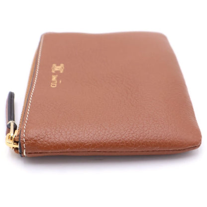 Celine Trin of Coin Pass Case Charm Pouch Brown Leather Gold — view 3