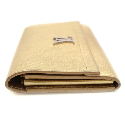 Louis Vuitton Portefeuille Lockme Wallet Card Case Gold Leather Silver — view 3